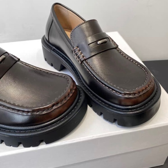 Loewe Dark Brown Leather Penny Loafers - Picture 5 of 8